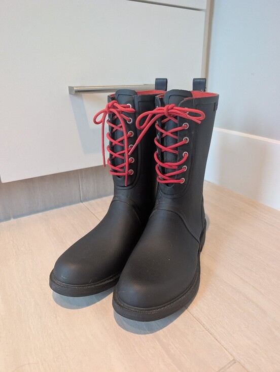 rag & bone Shoes - Rag & Bone Black Lace-Up Rain Boots - Women's Size 39